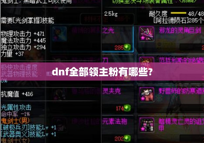 dnf全部领主粉有哪些?DNF全部领主粉装备一览